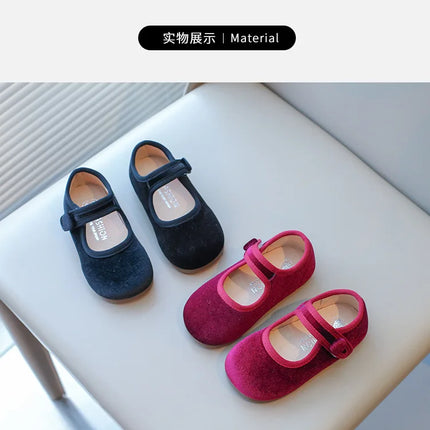 Girls Suede Flats Shoes Soft Sole Kids Moccasin Shoes Japanese Style Solid Color Simple Children's Casual Shoes Spring Autumn