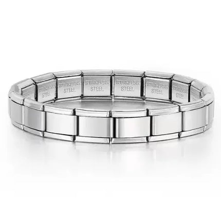 Italian Charm Link Stainless Steel Golden Bracelet for Woman Men DIY Making 9mm Bead Silver Color Retro Bangle Jewelry Wholesale