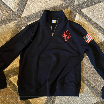 2026 Pullover Embroidered Sweatshirt Y2K Retro Stand Collar Quarter Zip Casual Sports Streetwear Men's Unisex
