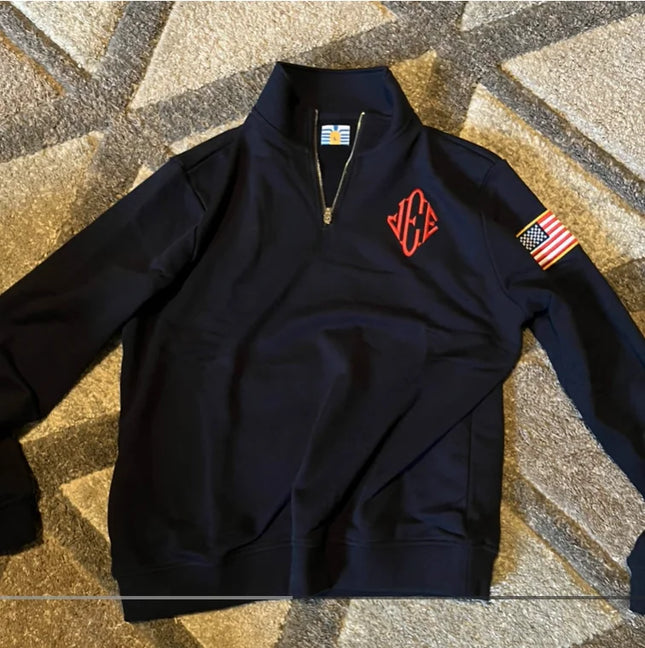 2026 Pullover Embroidered Sweatshirt Y2K Retro Stand Collar Quarter Zip Casual Sports Streetwear Men's Unisex