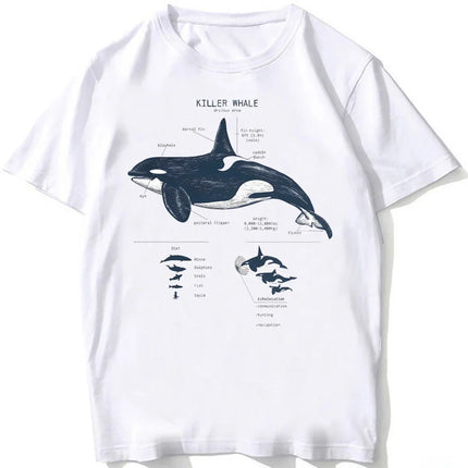 Whale Shark Anatomy Biology T-shirt Unisex Women Hip Hop Casual T Shirts Women Beach Diving White T-shirt Vintage Women Tees