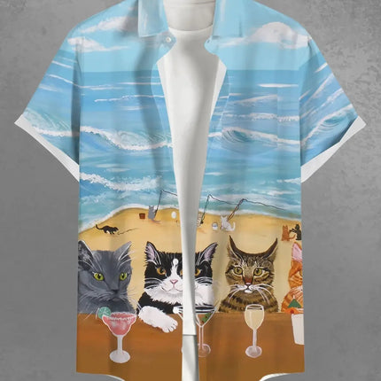 Fashion Men's Hawaiian Shirts 3D Printed Short Sleeved Button Down Lapel Shirts Oversized Tops Summer Casual Aloha Shirt For Men