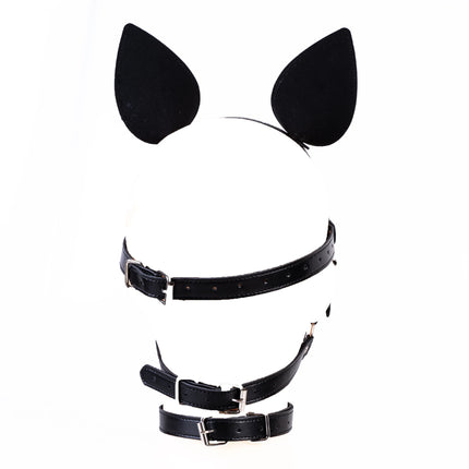 Fetish Bdsm Couples Flirt Erotic Costumes Adjustable Slave Head Leather Bondage Strap Harness Mouth Gag Ball for Men Women