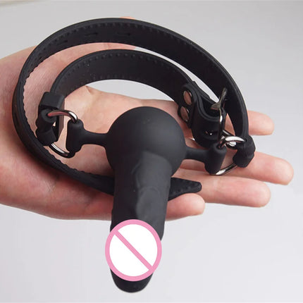 BDSM Bondage Dildo Fetish Double Ended Gagging Mouth Sex Toys For Couples Medcial Silicone Adult Game Open Mouth Oral Dildo Gag