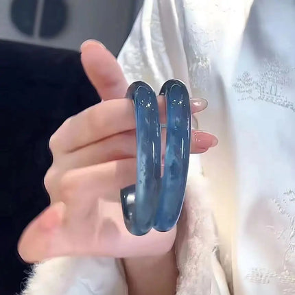 Devil Ice Blue Sea Blue Imitation Jade Glass Bangle Popular for Women High Beauty Bracelet Elegant Jewelry Gift