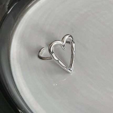 925 Sterling Silver Open Finger Ring Punk Heart Irregular Geometric Stackable For Women Girl Jewelry Gift Dropship Wholesale