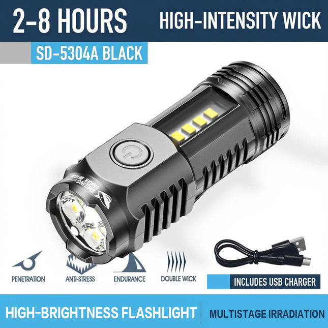 Mini Outdoor Flashlight With 3-Level Brightness Protable Hiking Camping Handheld Flashlights