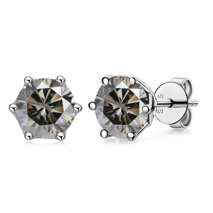 JoyceJelly 1/2/4CT VVS D Color Moissanite Russian Cut 8H8A Lab Diamond Stud Earrings For Women S925 Sterling Silver Fine Jewelry