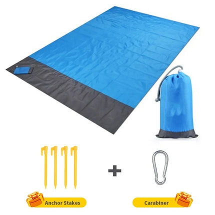 Tapis de plage pliable et imperméable avec poche, tapis de camping léger, tapis de pique-nique extérieur
