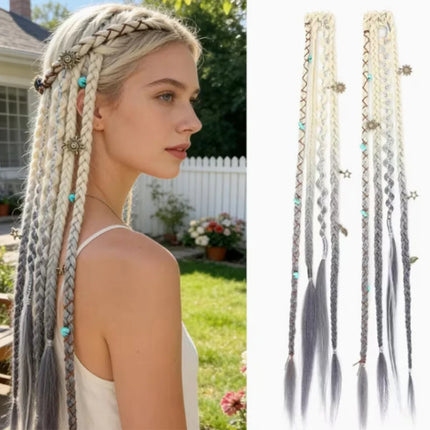 Synthetic Bohemian style clip braid hair extension wig women braided twist braid hair accessories hair extension wig