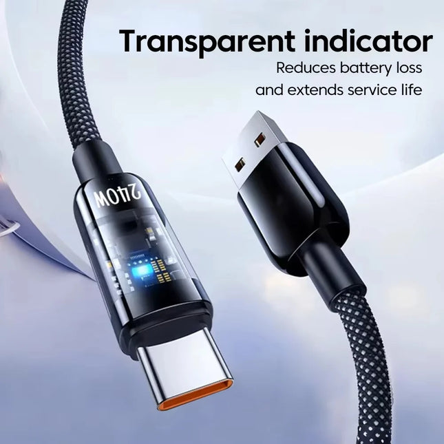 240W Nylon USB A to Type C Super Fast Charging Cable For Samsung S26 Huawei USB C to Type C For iPhone 17 16 Charger Cord