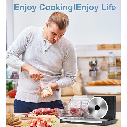 220V Electric Meat Slicer  Commercial-Grade Stainless Steel Blade for Frozen Meat/Cheese/Bacon Quiet Motor & Child Lock