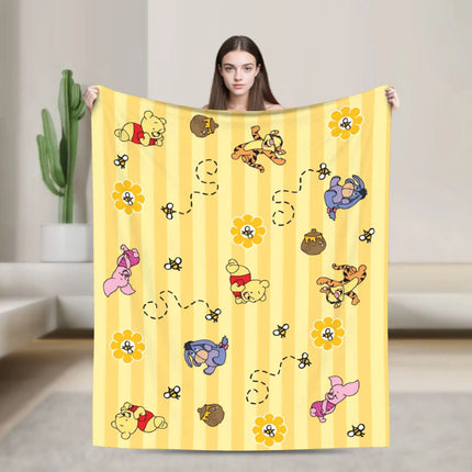 Winnie The Poohs Blanket  Super Warm Graphic Plush Bedding Throws For Child Living Room Flannel Bedspread Bed Cover