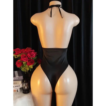 Fully Open Breast Ultra-sexy Lingerie For Adult Women Solid-Color Mini Baby Doll Dress Backless Open-Bra Crotchless Underwear