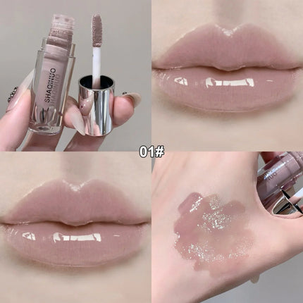 NEW Water Glazed Mirror Lip Gloss Makeup Crystal Nude Jelly Moisturizing Lip Glaze Long Lasting Black Liquid Lipstick Cosmetics