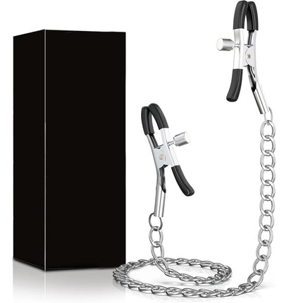 Adjustable Metal Nipples Clamps Nipples Chain Portable SM Breast Flirting Stimulation Adult Sex Toy for Women Men Couples