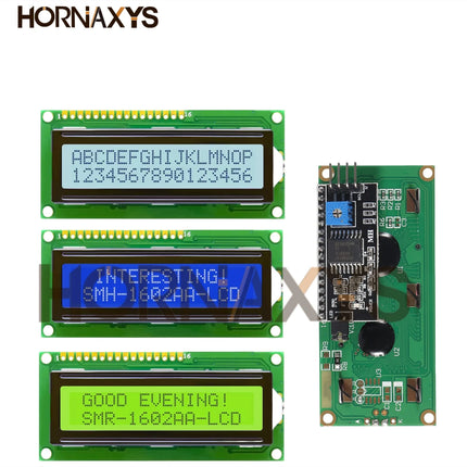 LCD1602+I2C Module Blue / Yellow Green Screen 16x2 Character LCD Display PCF8574T PCF8574 IIC I2C Interface 5V