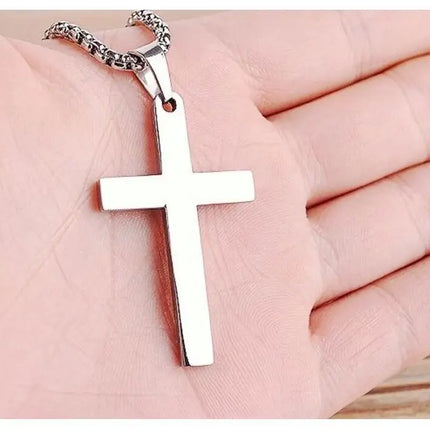 New minimalist cross necklace pendant accessory with chain cross-border e-commerce AliExpress simple smooth surface
