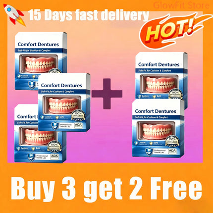 Upper & Lower Full Mouth Silicone Dentures, Lifelike Fake Teeth, Ideal for Daily Oral Care & Confidence Boost