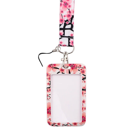 New Sakura Cherry Blossoms Flower lanyard card ID Badge Holder Keychain Pass Gym Mobile Kids Key Holder Key Rings Gift