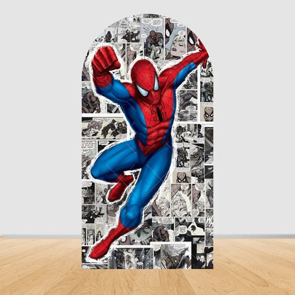 Spider Man Arch Backdrop Cover Web Pattern Design For Boys Birthday Party Superhero Theme Photo Booth Background Decor Prop