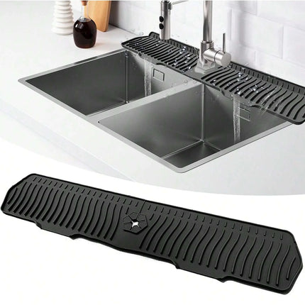 30/24 Inch Silicone Faucet Mat Sink Splash Guard Large Size Faucet Drain Drying Pad Countertop Protector for Bathroom Kitchen