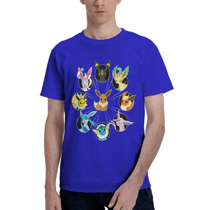 Bandai Pokemon   Eevee Evolution Circle Men's T-Shirt Clothes  Cool Tee Shirt Short Sleeve fugees 100% Cotton