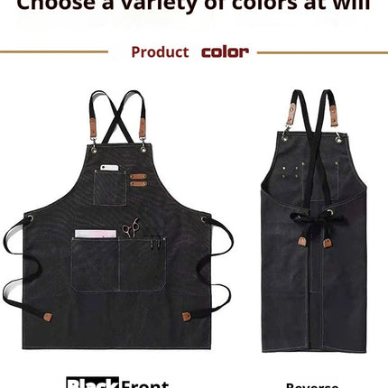 New Fashion Canvas Kitchen Aprons For Woman Men Chef Work Apron For Grill Restaurant Bar Shop Cafes Beauty Nails Studios Uniform