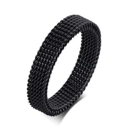 2025 Fashion New Mens Modern Stainless Steel Mesh Band Ring 4mm 8mm Wide For Men Women Retro Jewelry Gift Wholesale