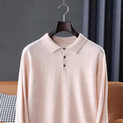 100% Pure Wool Cashmere Sweater Men's POLO Neck Knitted Pullover Autumn Winter New Warm Top Fashion Korean Edition Jacket