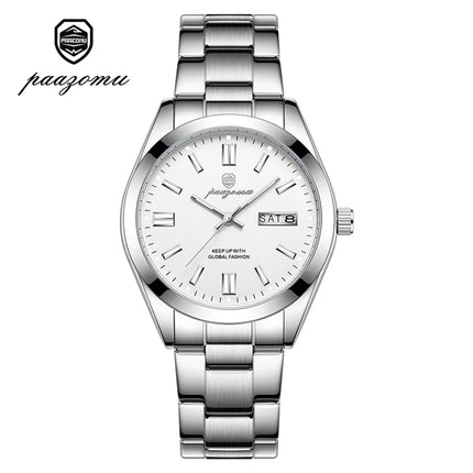 PAAZOMU Top Luxury Man Watch Waterproof Stainless Steel Men Wristwatch Luminous Date Week Fashion Business Quartz Men's Watches