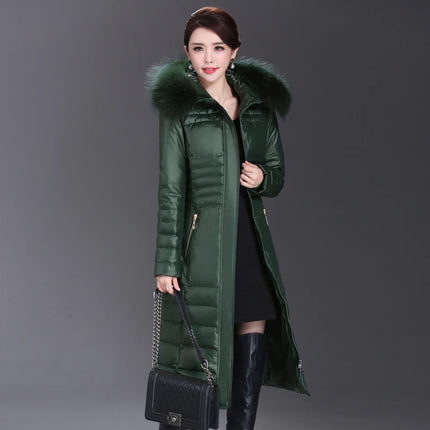 Shengyu Boya Women's Mid-Length Thickened Down Jacket with Fur Collar for Middle-Aged and Elderly, New Model