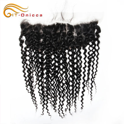 Kinky Curly Closure 4X4 Lace Closure Only Brazilian Remy 100% Human Hair Ear to Ear 13x4 Lace Frontal Closure Natural Color