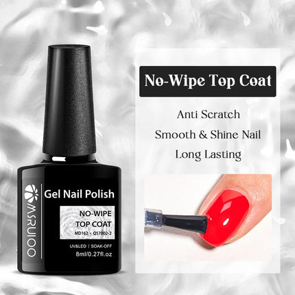 MSRUIOO 8ml Base No-wipe Matte Top Coat Gel Nail Polish Long-Lasting Soak Off UV Gel Nail Supplies Manicure Nail Art Vernis