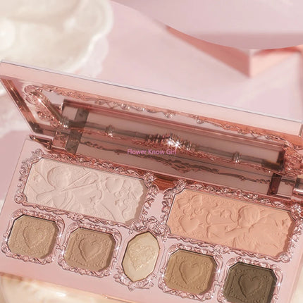 Flowerknows Strawberry Cupid Collection Facial Complexion Palette Blush Eyeshadow Highlighter Flower Know Face Bronzer Palette