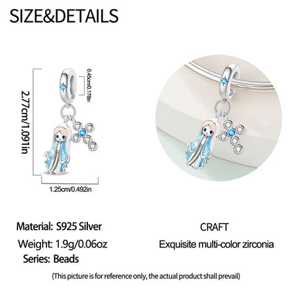 Original New 925 Sterling Silver Prayer Virgin Mary Charms Beads Fit Necklace Bracelet Accessory DIY Jewelry For Women Gift