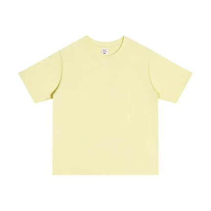 250GSM Customized Printed LOGO Solid 100% Cotton T-shirts Basic Tee Casual Oversized Drop Shoulder Quality Short T-shirt Men