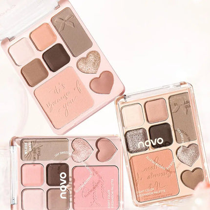 Novo 8Color Eyeshadow Palette Silver Pearlescent All-in-One Highlighter Long Lasting Shimmer Eyeshadow Makeup Eye Shadow Palette