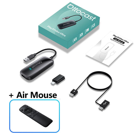 OTTOCAST Play2Video Ultra 3 In 1 Ai Box Wireless CarPlay Android Auto Adapter Built-in APP Hub for Youtube Netflix IPTV Tiktok
