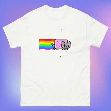 Nyan Cat with Rainbow T-Shirt Funny Meme Creative Top Hip Hop Y2K Vintage Print Short Sleeve Casual Loose Street Wear Unisex