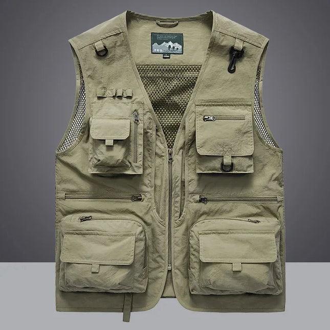2026 Spring/Summer New Multi Pocket Outdoor Work Clothes Tank Top Mesh Breathable Photography Fishing Tactical Tank Top
