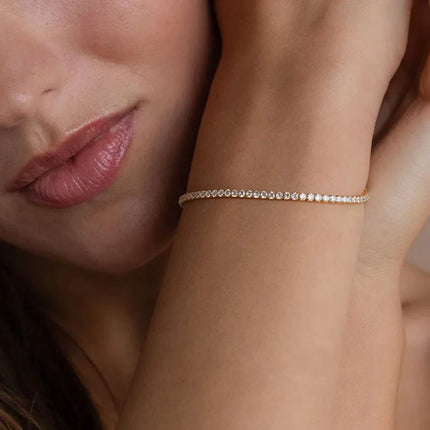 Sale 925 Sterling Silver Color Bracelets Full AAA Zircon Austrian Crystal Femme Women Link Chain Fine Jewelry Bangles Wholesale