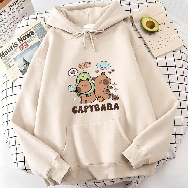 Funny Cartoon Capybara Print Hoodie Women/Men Kawaii Tops Sweatshirt for Girls Unisex Fashion Harajuku Graphic Hooded Pullovers