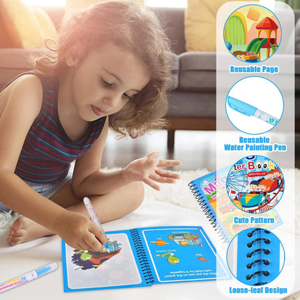 Repeated Children Drawing Coloring Books Sensory Early Education Puzzle Drawing Toys Ocean Dinosaur Animal Water Drawing Picture
