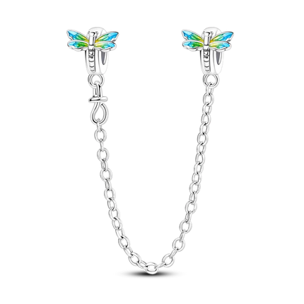 Sparkling Clear Silver Safety Chain 925 Sterling Silver Safety Chain Charm Beads Fit Original Bangle Bracelet DIY Jewelry