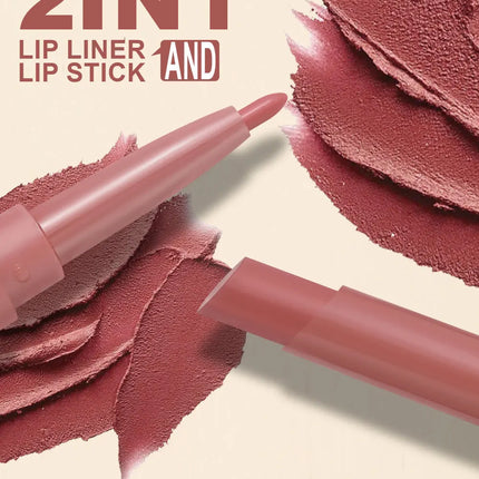 Double-Ended Lip Liner Velvet Matte Lipstick Lip Gloss Easy to Color Non-Fading Non-Stick Cup Lip Liner