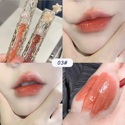 Gege Bear Crystal Mirror Water Lip Gloss Hydrating and Ultra-Moisturizing High Shine Glossy Lip Tint for Fuller Lips