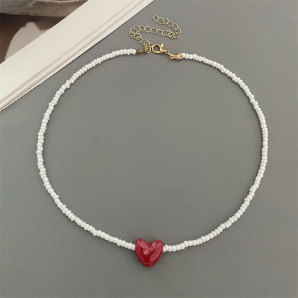 New Fashion Candy Color Choker Necklace for Women Girl Love Heart Square Geometric Short Necklace Seed Bead Neck Jewelry 2026
