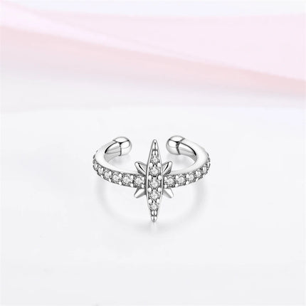 Real 925 Sterling Silver Star Earrings For Women Sparkling Zircon Ear Studs Luxury Fine Engagement Wedding Jewelry Gift For Girl
