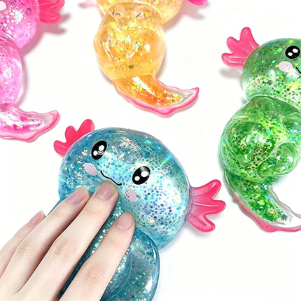 Glitter Maltose Axolotl Squishy Squeeze Toy Cute Fun Anxiety Relief Salamander Slow-rebound Stress Balls Fidgets Toys